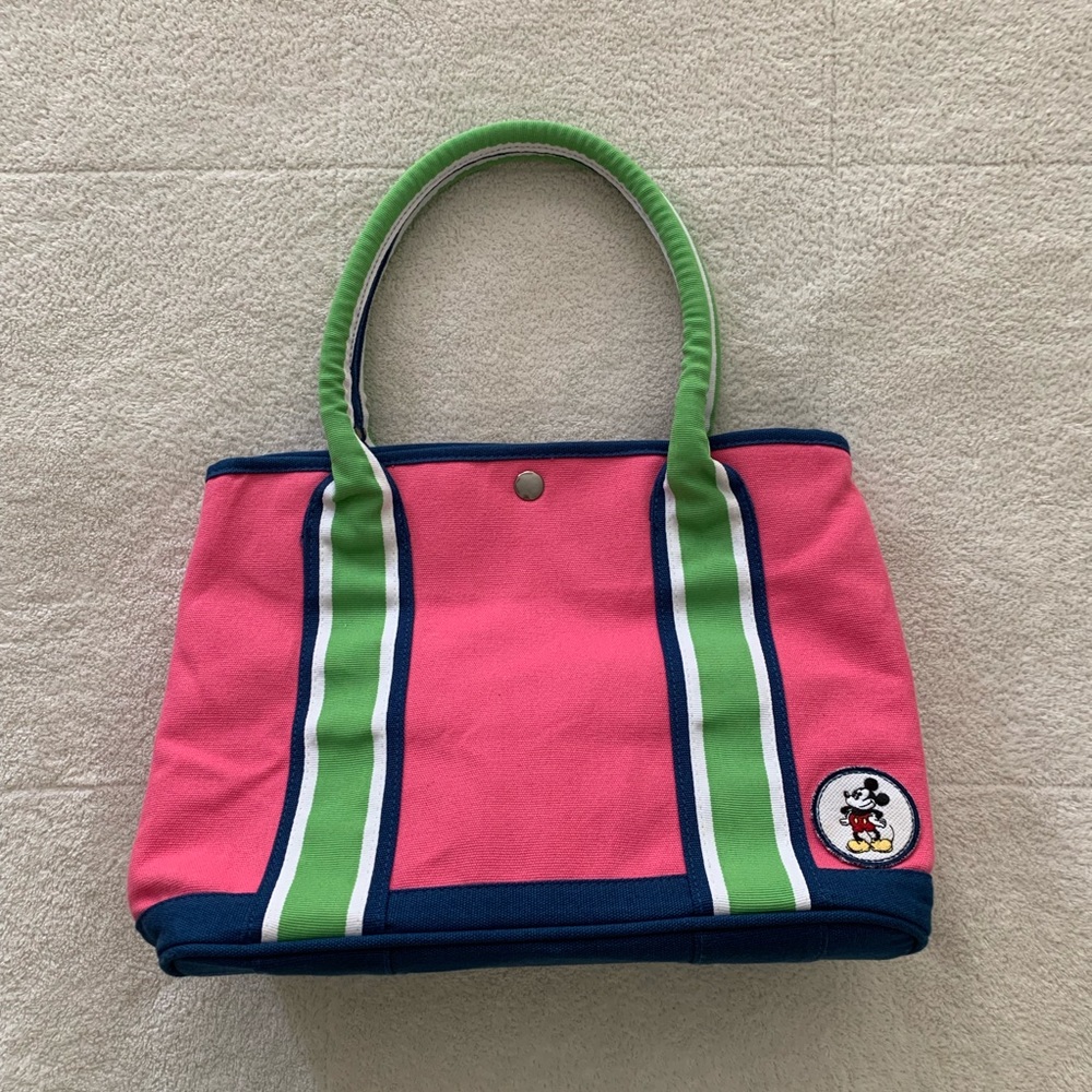 Disney Purse Tote Handbag, Pink & Green Canvas